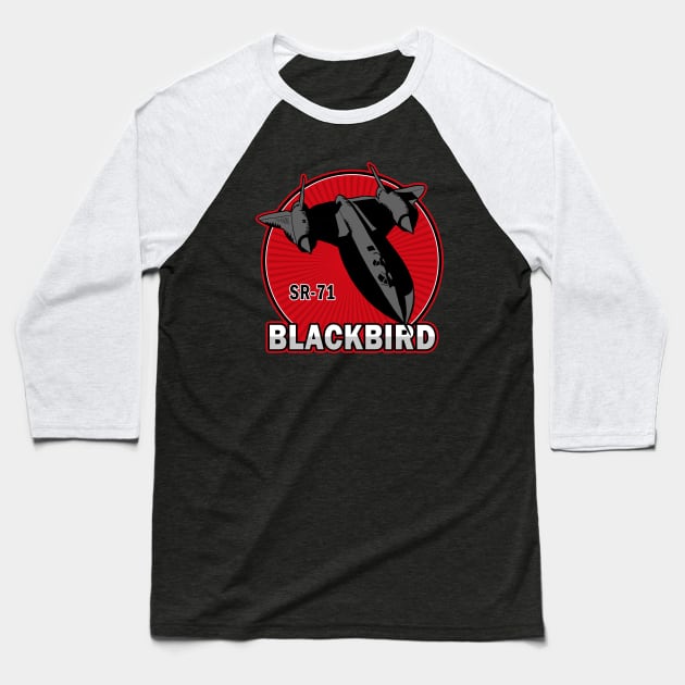 SR-71 Blackbird Logo Baseball T-Shirt by Mandra